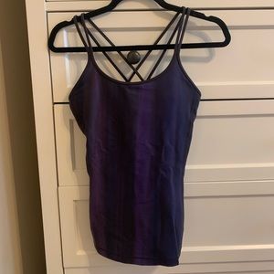LULULEMON workout top with cris-cross straps, indigo